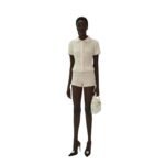 MAGDA BUTRYM BOUCLE KNIT BUTTON UP SHIRTS IN CREAM