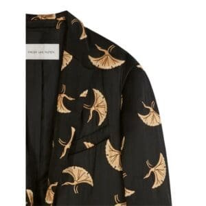 DRIES VAN NOTEN QUILTED SILK BLAZER BLACK