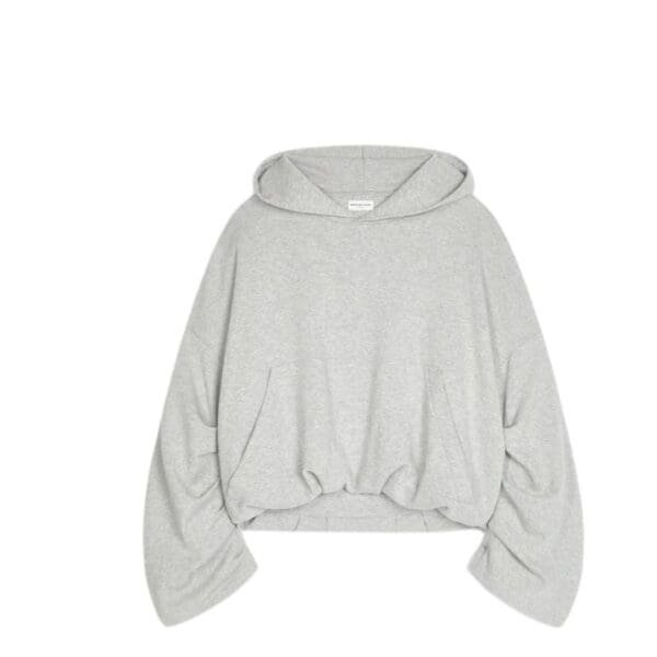 DRIES VAN NOTEN DRAPED HOODIE GREY MELANGA