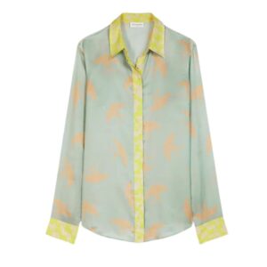 DRIES VAN NOTEN PRINTED SILK SHIRT MINT