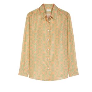 DRIES VAN NOTEN PRINTED SILK SHIRT PEACH