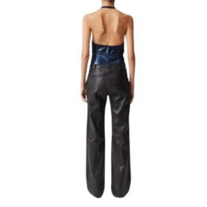 STOULS CHERRY LEATHER HALTER TOP