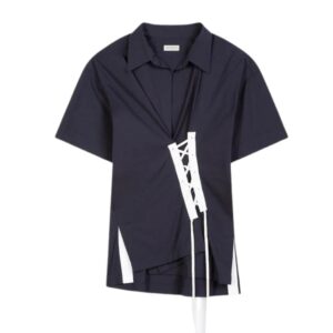 DRIES VAN NOTEN DRAPED LACE SHIRT MIDNIGHT