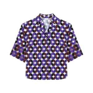 DRIES VAN NOTEN PRINTED SILK SHIRT BURGUNDY