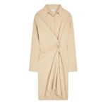DRIES VAN NOTEN DRAPED COTTON DRESS SAND