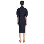 DRIES VAN NOTEN DRAPED COTTON DRESS NAVY