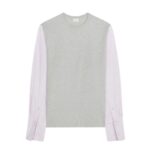 DRIES VAN NOTEN CONTRAST SLEEVES T-SHIRT GREY MELANGA