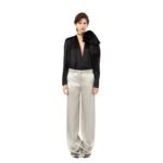 MAGDA BUTRYM CLASSIC SHIRRED FLOWER BLOUSE IN BLACK