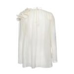 MAGDA BUTRYM CLASSIC SILK FLOWER BLOUSE IN CREAM