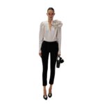 MAGDA BUTRYM CLASSIC SILK FLOWER BLOUSE IN WHITE