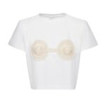 MAGDA BUTRYM CROCHET BRA T SHIRT IN WHITE
