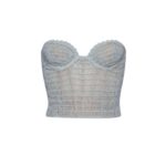 MAGDA BUTRYM CROCHET BUSTIER TOP IN LIGHT BLUE