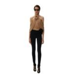 MAGDA BUTRYM FLOWER APPLIQUE WRAP BLOUSE IN BEIGE