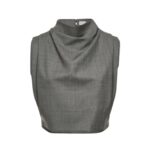 MAGDA BUTRYM HIGH NECK TECHNICAL BLOUSE IN GREY