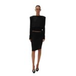 MAGDA BUTRYM LONG SLEEVE DRAPED JERSEY BLOUSE IN BLACK