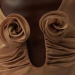 MAGDA BUTRYM LONG SLEEVE FLORAL APPLIQUE JERSEY TOP IN BEIGE