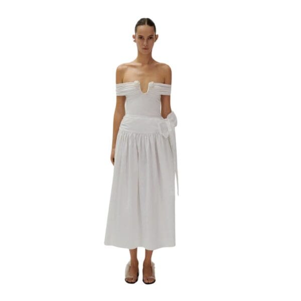 MAGDA BUTRYM OFF SHOULDER JERSEY TOP IN WHITE