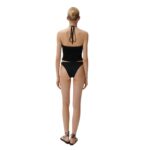 MAGDA BUTRYM PEARL HALTERNECK TUBE TOP IN BLACK