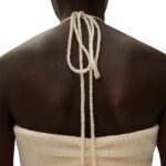 MAGDA BUTRYM PEARL HALTERNECK TUBE TOP IN CREAM