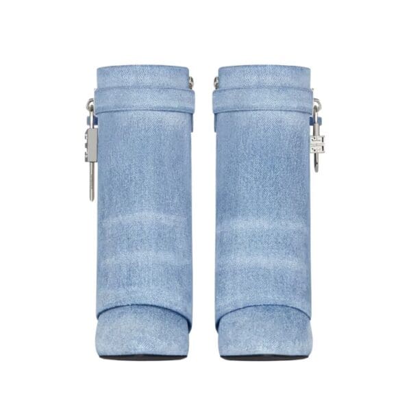 GIVENCHY SHARK LOCK ANKLE BOOTS IN WASHED DENIM