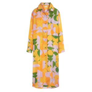 DRIES VAN NOTEN SILK SHIRT DRESS ORANGE