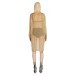 DRIES VAN NOTEN STRAIGHT SILK DRESS PEACH