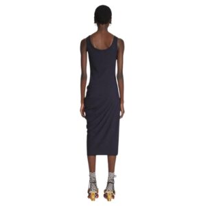 DRIES VAN NOTEN DRAPED TANK TOP DRESS NAVY