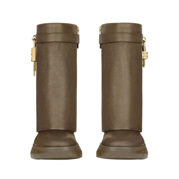 GIVENCHY SHARK LOCK BIKER ANKLE BOOTS IN GRAINED LEATHER