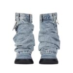 GIVENCHY SHARK LOCK BIKER ANKLE BOOTS IN JEANS