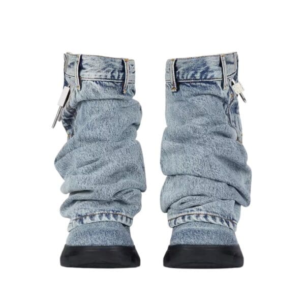 GIVENCHY SHARK LOCK BIKER ANKLE BOOTS IN JEANS