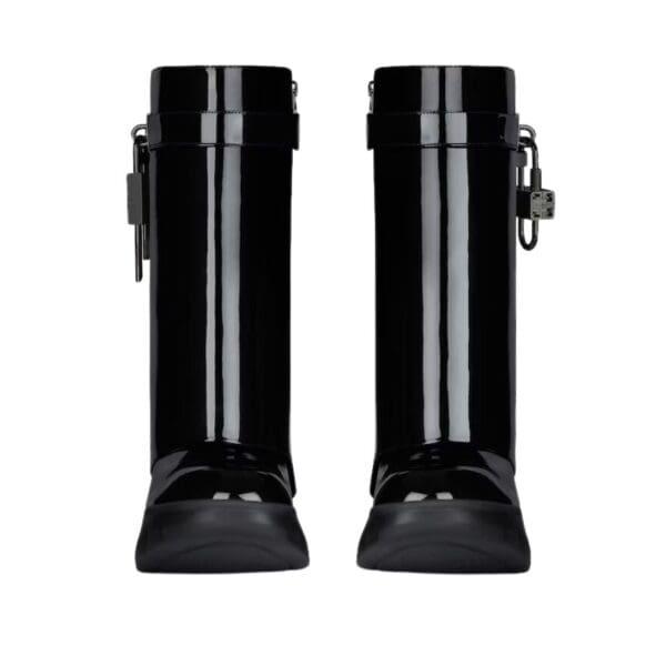 GIVENCHY SHARK LOCK BIKER ANKLE BOOTS IN PATENT LEATHER