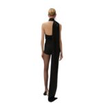 MAGDA BUTRYM SILK WRAP NECK TOP IN BLACK