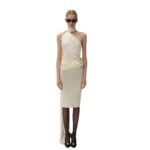 MAGDA BUTRYM SILK WRAP NECK TOP IN CREAM