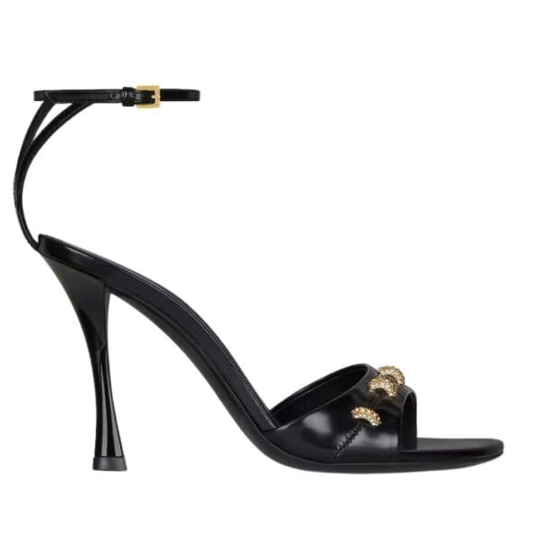 GIVENCHY STITCH SANDALS IN LEATHER WITH CRYSTALS DETAILS