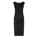 DRIES VAN NOTEN FITTED DRAPED DRESS BLACK