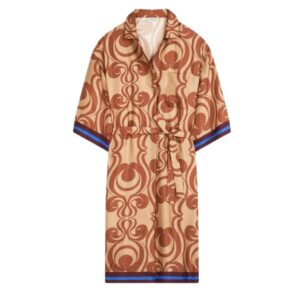 DRIES VAN NOTEN SILK SHIRT DRESS BROWN
