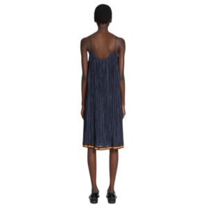 DRIES VAN NOTEN PLEATED SLIP DRESS NAVY
