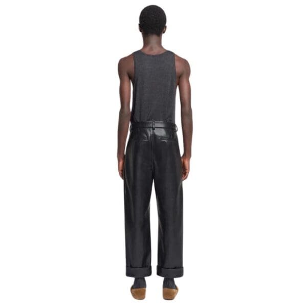 NANUSHKA ZAYDEN REGENERATED LEATHER TAPERED PANTS BLACK