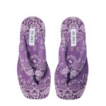 THE ATTICO "INDIE" VIOLET, BROWN AND WHITE FLAT THONG