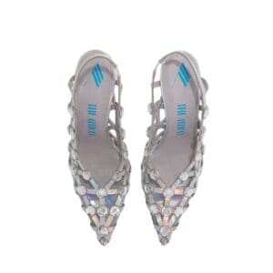 THE ATTICO ”GRID” HOLOGRAPHIC SILVER SLINGBACK