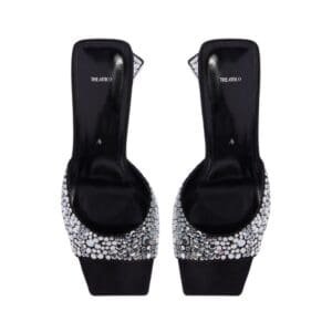 THE ATTICO ”MINI DEVON” BLACK AND SILVER MULE