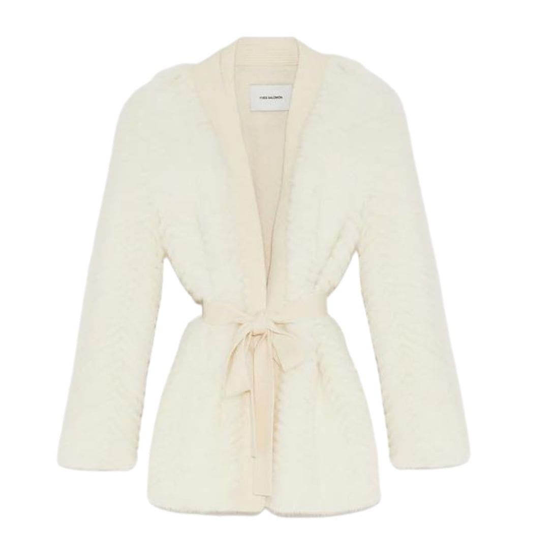 YVES SALOMON MERINO KNIT AND MINK CARDIGAN