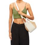 LOEWE HAMMOCK COMPACT BAG IN RAFFIA AND CALFSKIN