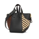 LOEWE HAMMOCK COMPACT BAG IN RAFFIA AND CALFSKIN