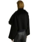 YVES SALOMON SHORT JACKET IN DOUBLE-SIDED CASHMERE AND FEATHERS
