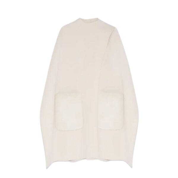 YVES SALOMON CASHMERE WOOL CAPE WITH MINK FUR