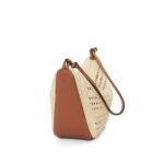 LOEWE MINI HOBO HAMMOCK BAG IN RAFFIA AND CALFSKIN