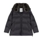 YVES SALOMON "A" LINE DOWN JACKET IN WATER-REPELLENT TECHNICAL FABRIC WITH FOX FUR COLLAR