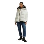 YVES SALOMON "A" LINE DOWN JACKET IN WATER-REPELLENT TECHNICAL FABRIC WITH FOX FUR COLLAR