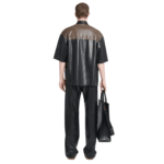 NANUSHKA MANCE OKOBOR ALT-LEATHER SHIRT SHIITAKE/BLACK